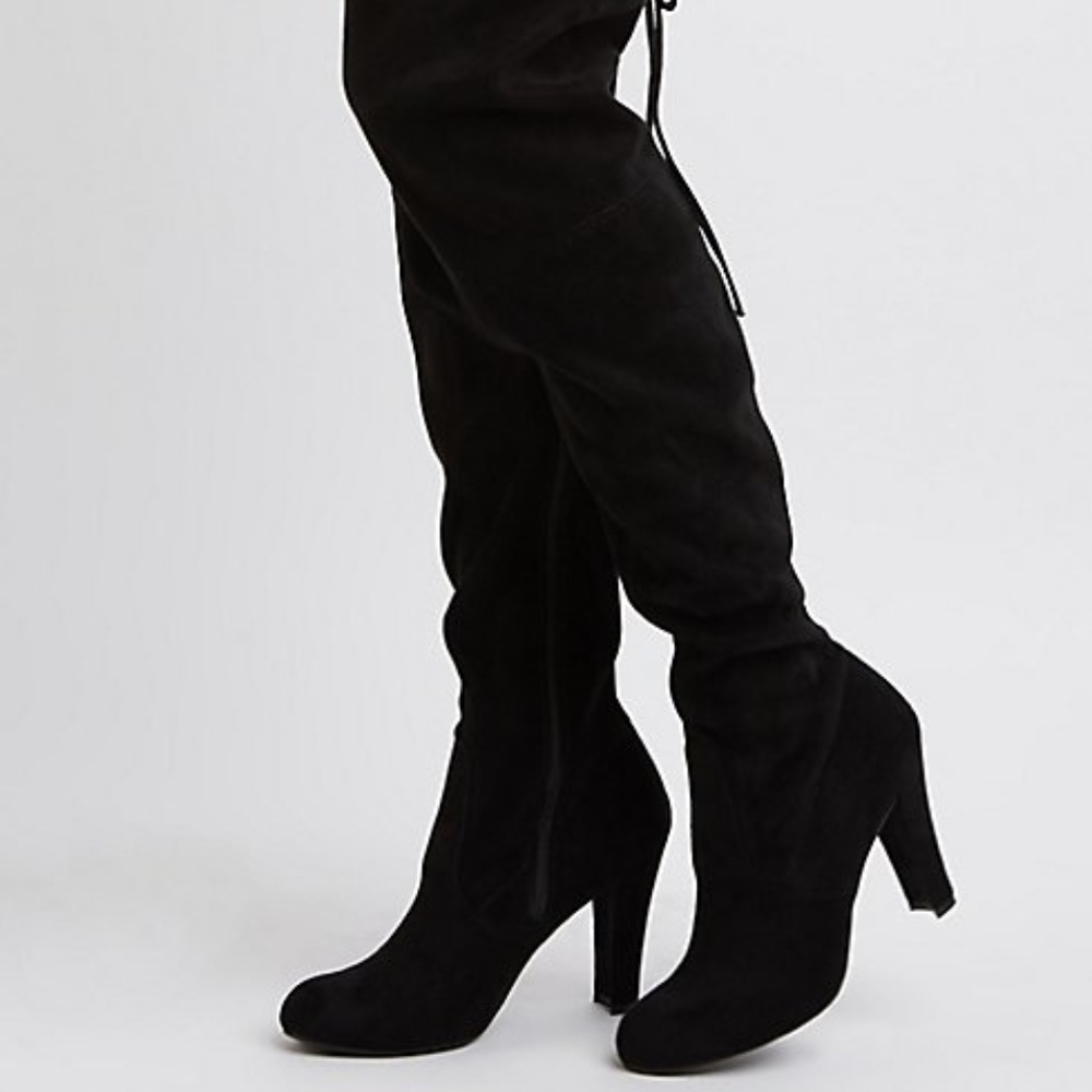 Black thigh high boots